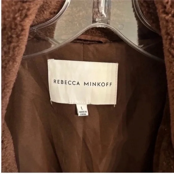 Rebecca Minkoff Long Wool Teddy Coat Brown - Picture 4 of 8